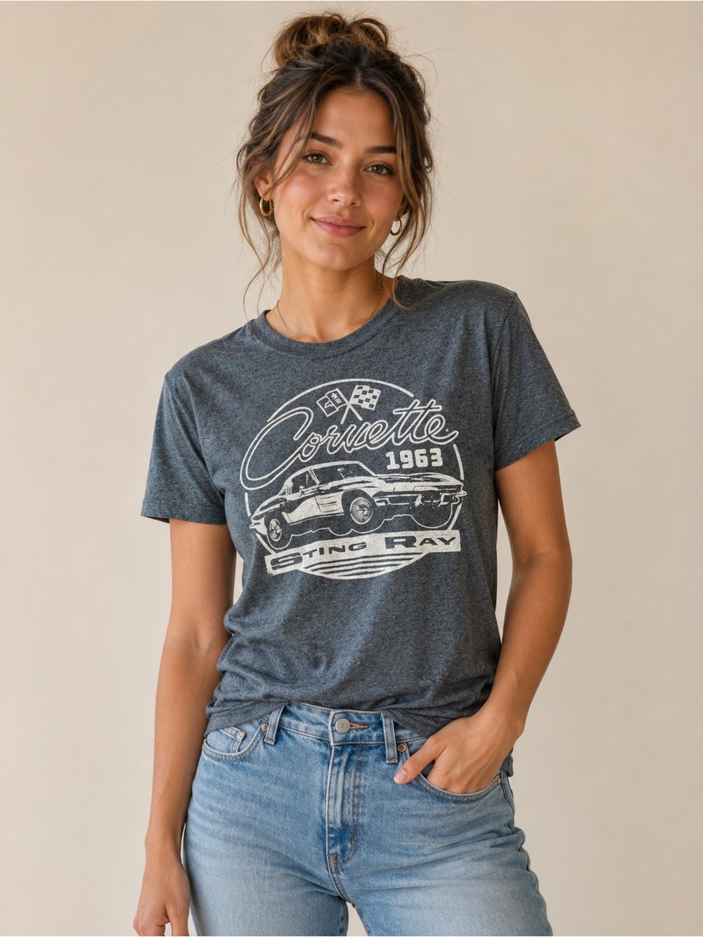 Vintage Style Corvette 1963 Sting Ray Graphic Tee Adult Small